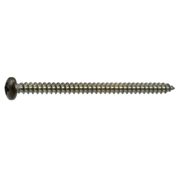 Midwest Fastener Sheet Metal Screw, #8 x 2-1/2 in, Painted 18-8 Stainless Steel Pan Head Phillips Drive, 12 PK 69526 - main
